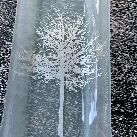 Annieglass Fused Glass Tray‎ Frosted/ Silver Overlay Tree Signed & Numbered - Picture 2 of 3
